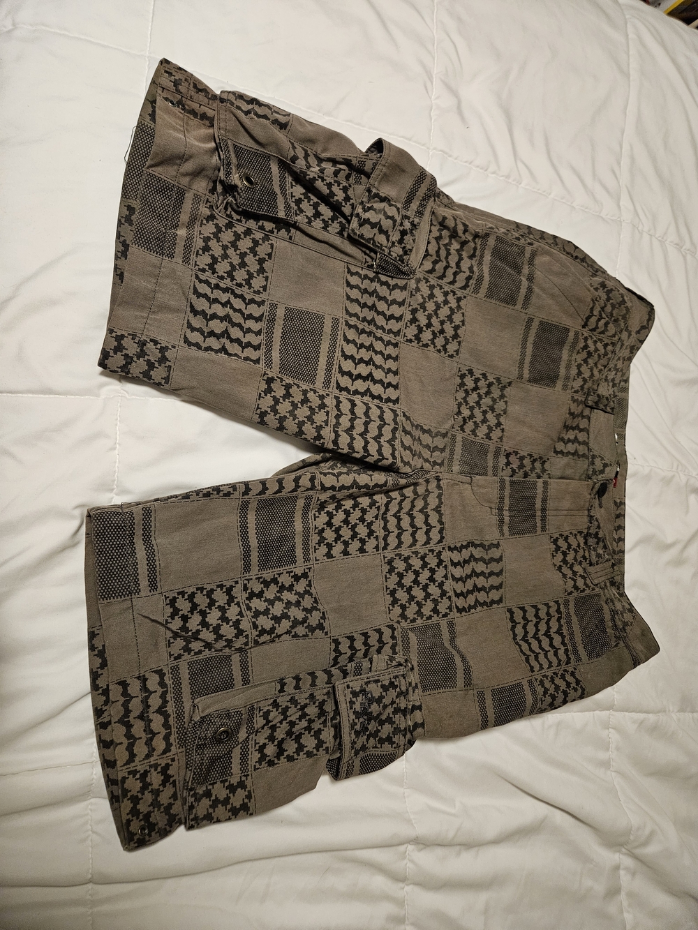 Y2K QUIKSILVER Mountain & Wave Green Heavy Duty Shorts Cargo Pockets Men's